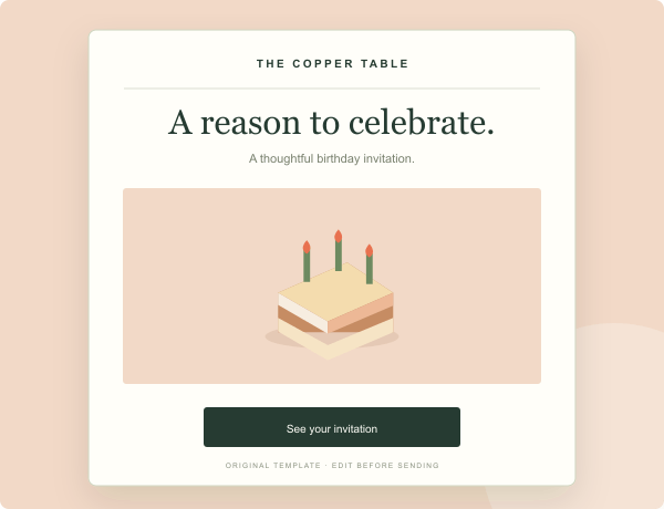 Preview of the free restaurant birthday email template